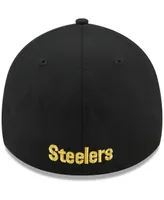 Men's New Era Black Pittsburgh Steelers Flawless Stripe 39THIRTY Flex Hat