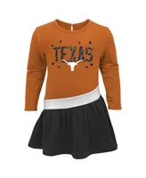 Girls Infant Texas Orange, Black Longhorns Heart to French Terry Dress
