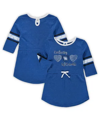 Girls Toddler Colosseum Heathered Royal Distressed Kentucky Wildcats Poppin Sleeve Stripe Dress