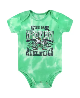 Newborn and Infant Boys Girls Green Notre Dame Fighting Irish Lil Rocker Tie-Dye Bodysuit