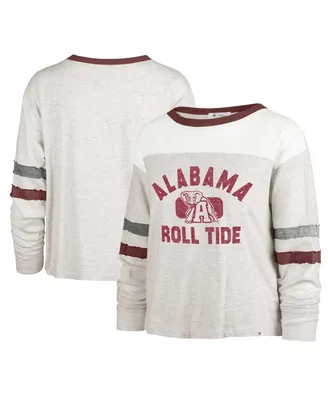 Women's '47 Brand Oatmeal Distressed Alabama Crimson Tide All Class Lena Long Sleeve T-shirt