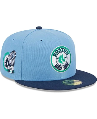 Men's New Era Light Blue, Navy Boston Red Sox Green Undervisor 59FIFTY Fitted Hat