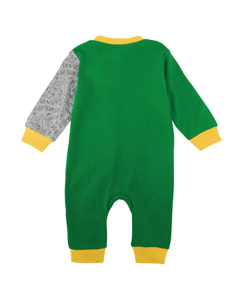 Newborn and Infant Boys and Girls Green Oregon Ducks Playbook Two-Tone Full-Snap Jumper