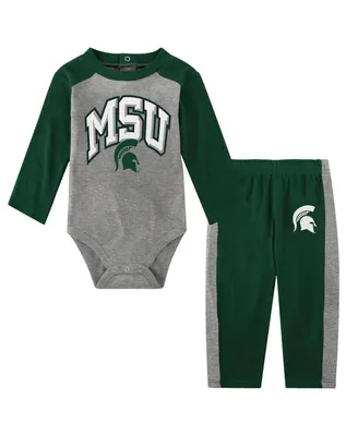 Infant Boys and Girls Green Michigan State Spartans Rookie Of The Year Long Sleeve Bodysuit and Pants Set