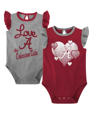 Girls Newborn and Infant Crimson, Gray Alabama Crimson Tide Spread the Love 2-Pack Bodysuit Set