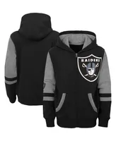 Big Boys Black Las Vegas Raiders Colorblock Full-Zip Hoodie