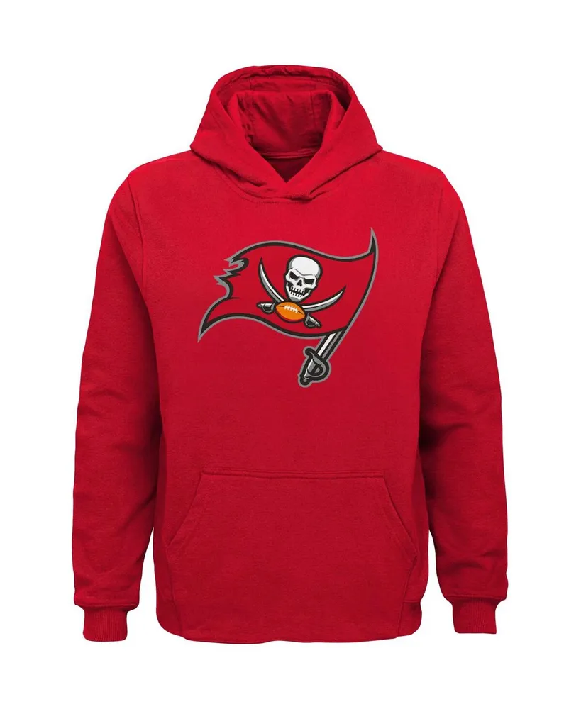 Big Boys Red Tampa Bay Buccaneers Team Logo Pullover Hoodie