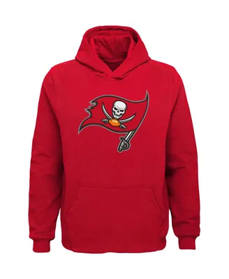 Big Boys Red Tampa Bay Buccaneers Team Logo Pullover Hoodie