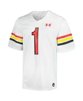Men's Under Armour #1 White Maryland Terrapins Replica Football Jersey