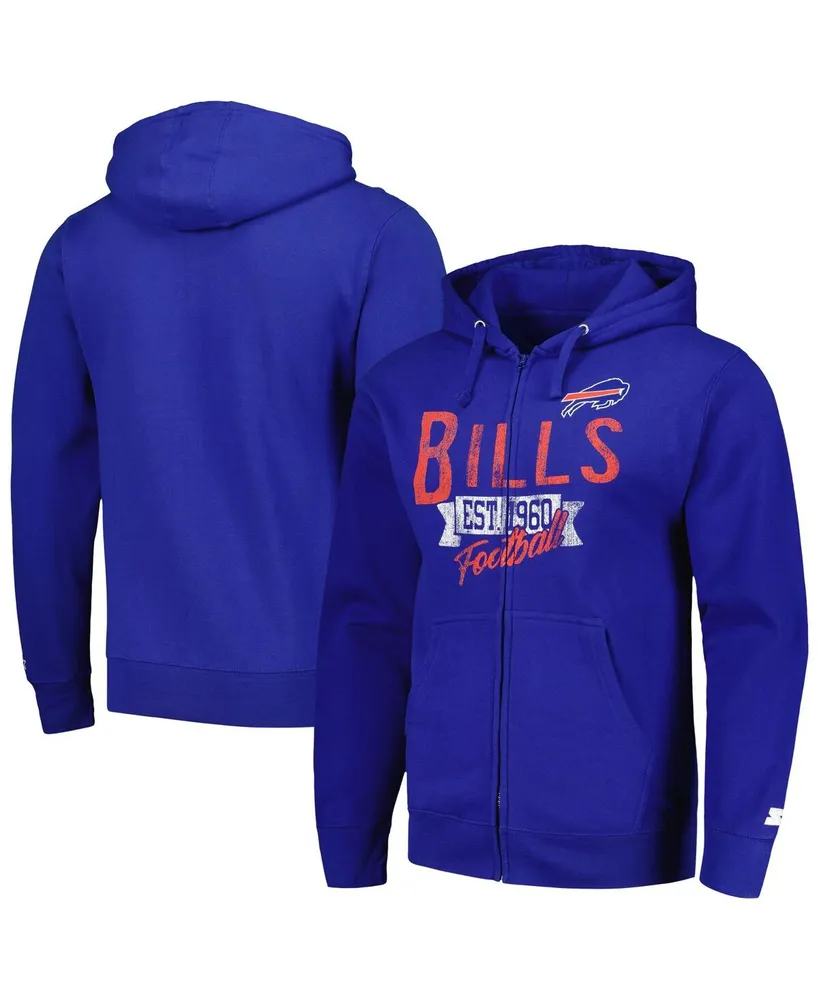 Men's Starter Royal Distressed Buffalo Bills Domestic Post Season Full-Zip Hoodie