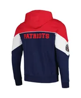 Men's Starter Navy, Red New England Patriots Running Back Full-Zip Hoodie