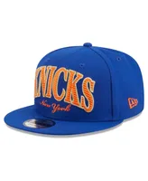 Men's New Era Blue New York Knicks Golden Tall Text 9FIFTY Snapback Hat