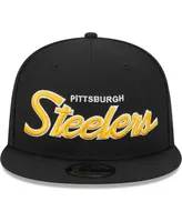 Men's New Era Black Pittsburgh Steelers Main Script 9FIFTY Snapback Hat