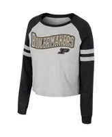 Women's Colosseum Heather Gray Purdue Boilermakers I'm Gliding Here Raglan Long Sleeve Cropped T-shirt