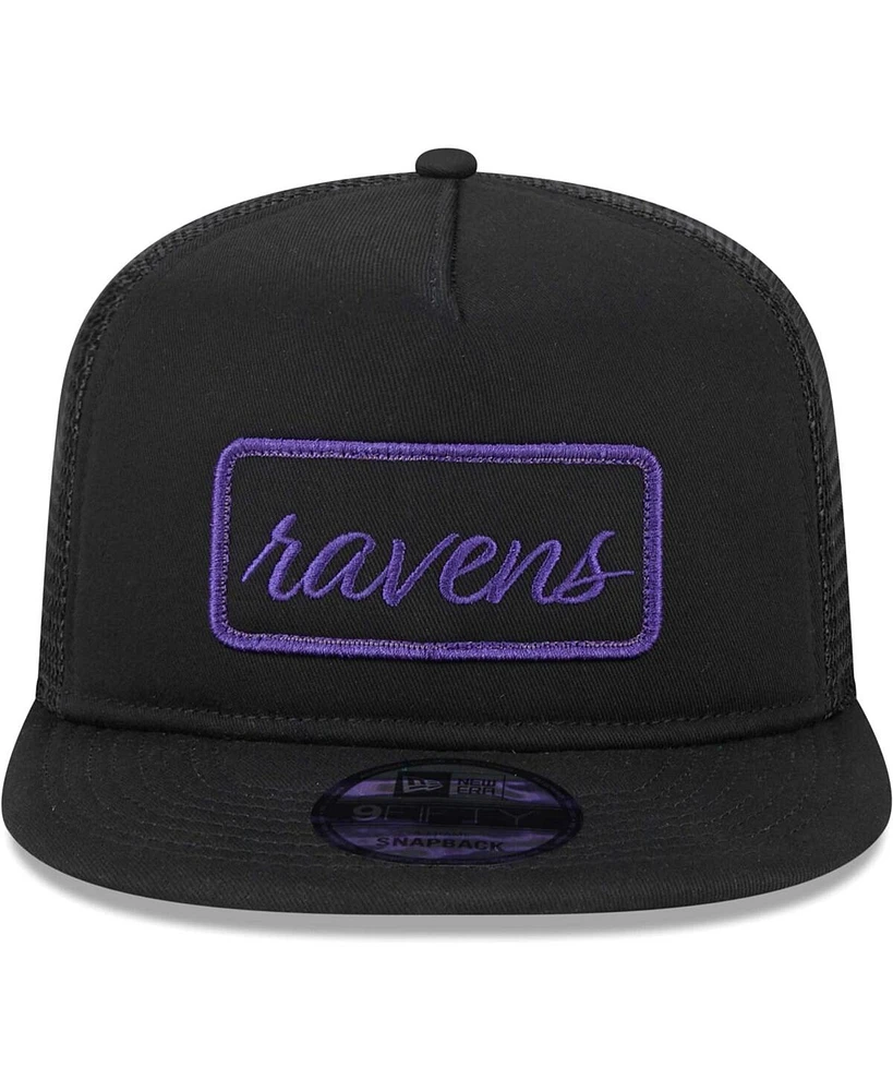 Men's New Era Black Baltimore Ravens Forum Trucker 9FIFTY Snapback Hat
