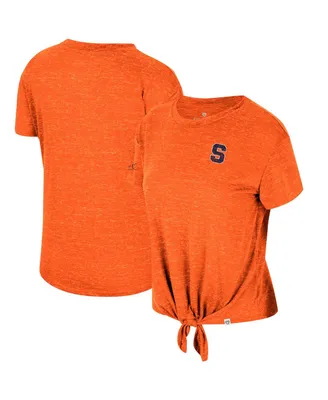Women's Colosseum Orange Distressed Syracuse Finalists Tie-Front T-shirt