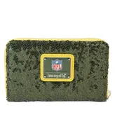 Women's Loungefly Green Bay Packers Sequin Zip-Around Wallet