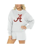 Women's Gameday Couture Ash Alabama Crimson Tide Team Effort Pullover Sweatshirt and Shorts Sleep Set