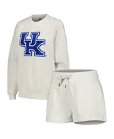 Women's Gameday Couture Ash Kentucky Wildcats Team Effort Pullover Sweatshirt and Shorts Sleep Set