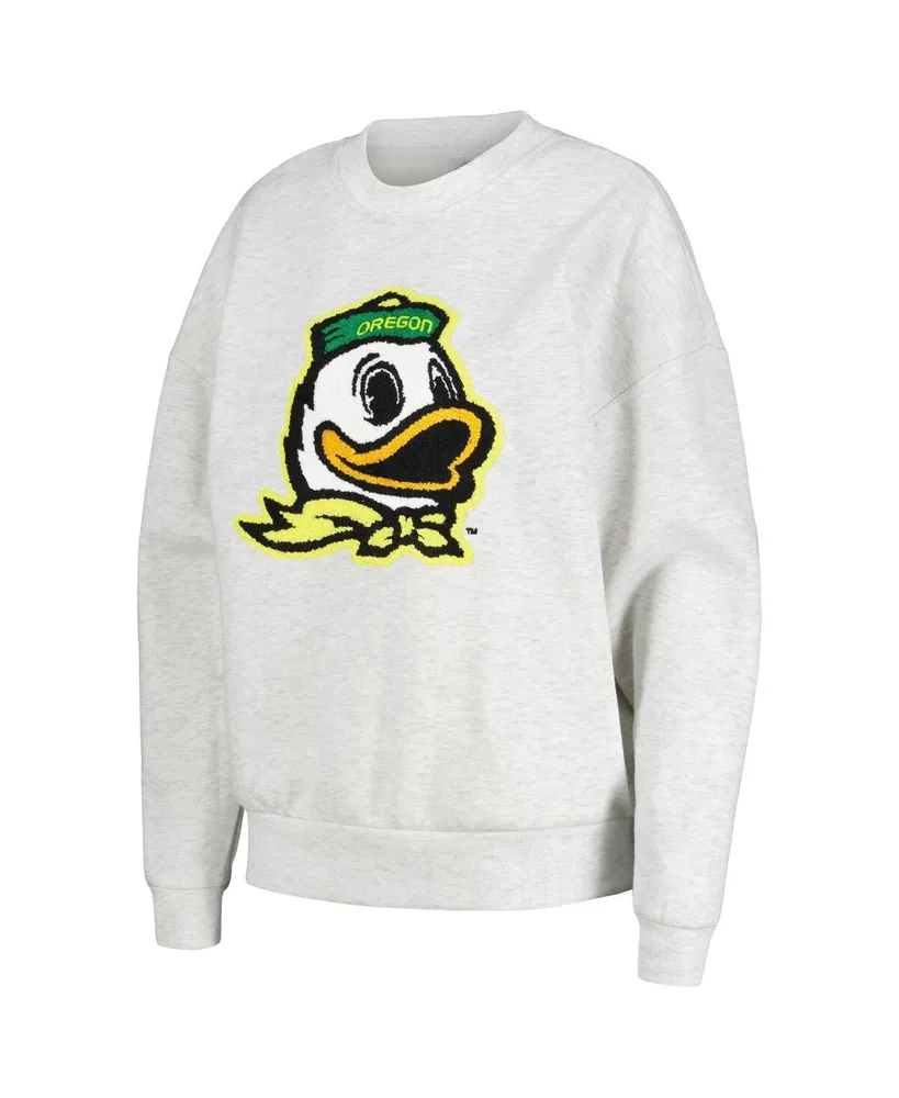 Women's Gameday Couture Ash Oregon Ducks Team Effort Pullover Sweatshirt and Shorts Sleep Set