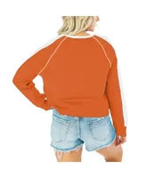 Women's Gameday Couture Texas Orange Texas Longhorns Blindside Raglan Cropped Pullover Sweatshirt