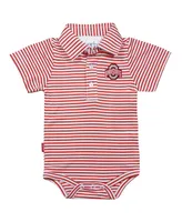 Infant Boys and Girls Garb Scarlet, White Ohio State Buckeyes Carson Striped Short Sleeve Bodysuit