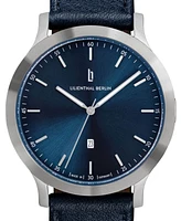 Lilienthal Berlin Unisex Huxley Silver Blue Navy Blue Leather Watch 40mm