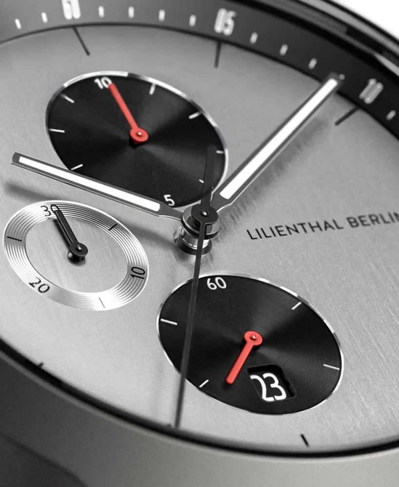 Lilienthal Berlin Men's Curcuit Chronograph Black Leather Watch 42mm