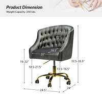 Hulala Home Modern Cute Velvet Desk Chair with Gold Base for Living Room,Bedroom