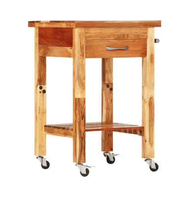 Kitchen Trolley 21.7"x21.7"x35" Solid Wood Acacia