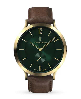 Lilienthal Berlin Men's The Classic Gold Green Brown Leather Watch 42mm