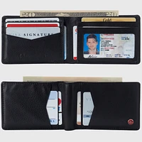 Alpine Swiss Mens Slimfold Wallet Rfid Safe Bifold Genuine Leather Id Window