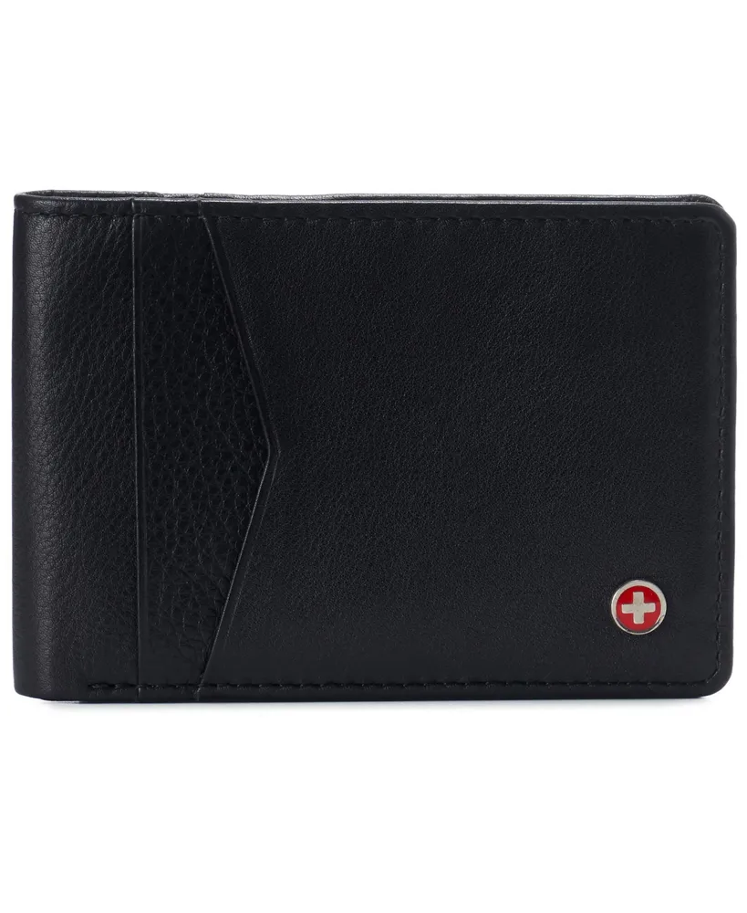 Alpine Swiss Mens Slimfold Wallet Rfid Safe Bifold Genuine Leather Id Window