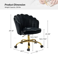 Hulala Home Woman Modern Cute Shell Back Upholstered Desk Chair for Vanity, Living Room
