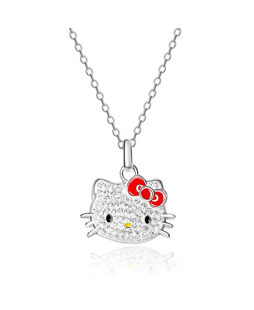 Sanrio Hello Kitty Yellow Gold Plated Crystal Hello Kitty Rainbow Necklace  - 18'' Chain, Officially Licensed Authentic