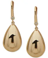 Dkny Gold-Tone Pave & Puffy Tear-Shape Drop Earrings