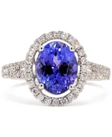 Tanzanite (3 ct. t.w.) & Diamond (1/2 ct. t.w.) Oval Halo Ring in 10k White Gold