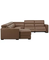 Nevio 157" 6-Pc. Leather Sectional with 2 Power Recliners, Headrests and Chaise, Created For Macy's