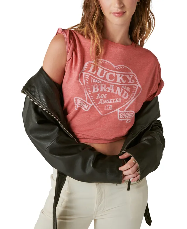 Lucky Brand Women's Heart Boyfriend T-Shirt