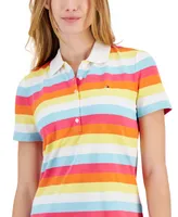 Tommy Hilfiger Women's Cotton Colorful Stripes Polo Shirt