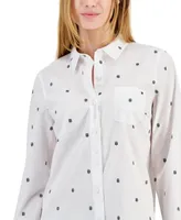 Tommy Hilfiger Women's Cotton Monogram-Logo Tabbed Shirt