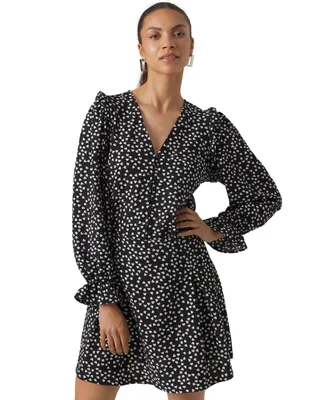 Vero Moda Women's Printed Long Sleeve Button-Front Top