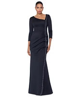 Xscape Women's Ruched Off-The-Shoulder Gown