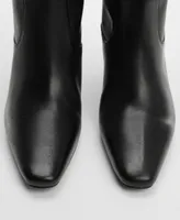 Mango Women's Kitten Heeled Leather Boots