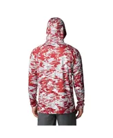 Men's Columbia Crimson Alabama Crimson Tide Pfg Terminal Tackle Omni-Shade Rippled Long Sleeve Hooded T-shirt