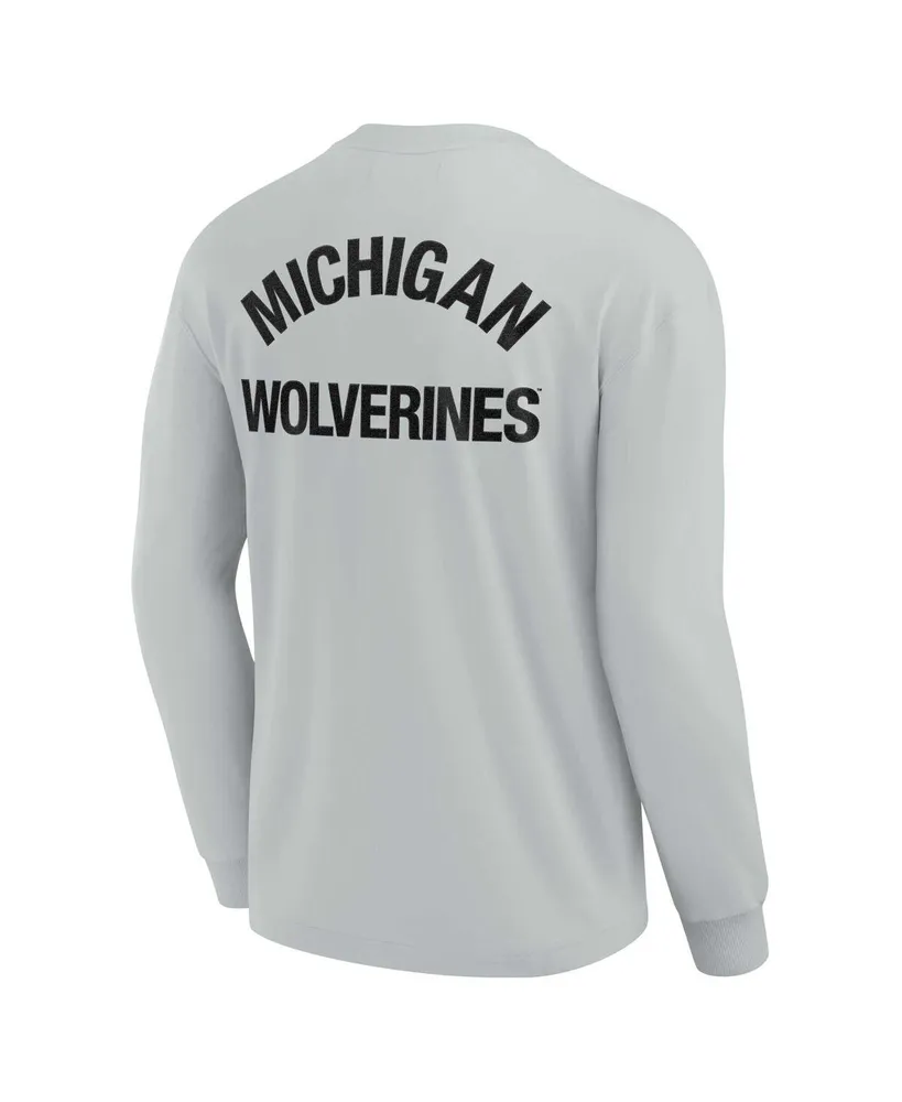 Men's and Women's Fanatics Signature Gray Michigan Wolverines Super Soft Long Sleeve T-shirt
