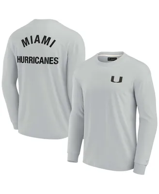 Men's and Women's Fanatics Signature Gray Miami Hurricanes Super Soft Long Sleeve T-shirt