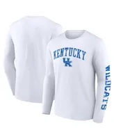 Men's Fanatics White Kentucky Wildcats Distressed Arch Over Logo Long Sleeve T-shirt