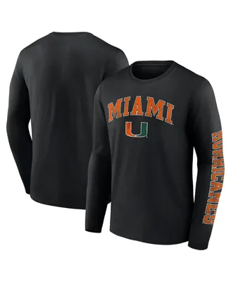 Men's Fanatics Miami Hurricanes Distressed Arch Over Logo Long Sleeve T-shirt