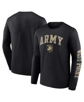 Men's Fanatics Black Army Knights Distressed Arch Over Logo Long Sleeve T-shirt